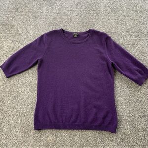 Prive Sweater Womens Size XS Purple 100% Cashmere 3/4 Sleeve Crewneck